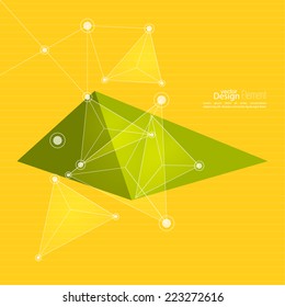 Virtual abstract background with particle,  molecule structure. genetic and chemical compounds. creative vector. Science and connection concept. Social network. yellow, green