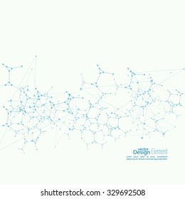 Virtual abstract background with particle, molecule structure.