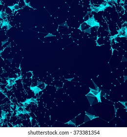 Virtual abstract background with particle, molecule structure. genetic and chemical compounds. creative vector. Space and constellations. Science and connection concept. Social network.