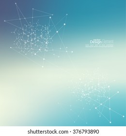 Virtual abstract background with particle, molecule structure. genetic and chemical compounds. 