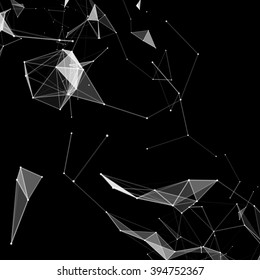 Virtual abstract background with particle, molecule structure. genetic and chemical compounds. creative vector. Space and constellations Science and connection concept. Social network. White and black