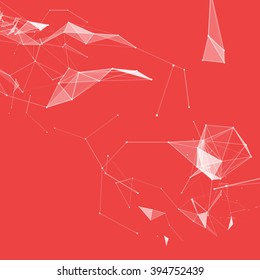 Virtual abstract background with particle, molecule structure. genetic and chemical compounds. creative vector. Space and constellations. Science and connection concept. Social network. Red and white