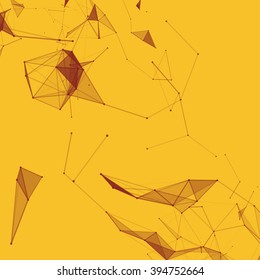 Virtual abstract background with particle, molecule structure. genetic and chemical compounds. creative vector Space and constellations Science and connection concept. Social network. Yellow and black