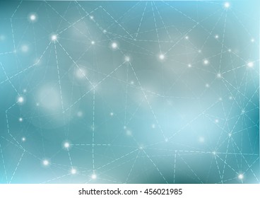 Virtual abstract background with particle, molecule structure. genetic and chemical compounds. Space and constellations. Science and connection concept. Social network. Blurry soft creative vector.