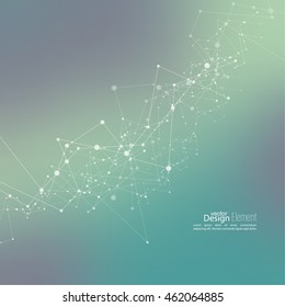 Virtual abstract background with particle, molecule structure. genetic and chemical compounds. Space and constellations. Science and connection concept. Social network. Blurry soft creative vector.
