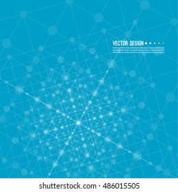 Virtual abstract background with particle, molecule structure. Wireframe Mesh figure. 