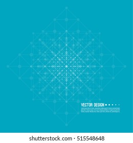 Virtual abstract background with particle, molecule structure. Wireframe Mesh figure.