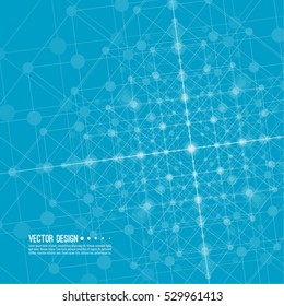 Virtual abstract background with particle, molecule structure. 