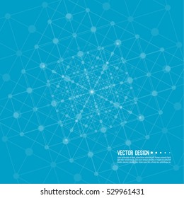 Virtual abstract background with particle, molecule structure. Wireframe Mesh figure.