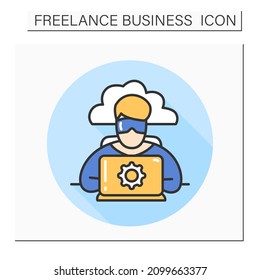  Virtual administrator color icon.Virtual assistant, online consulting, manager.Remote work.Freelance concept.Isolated vector illustration