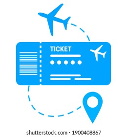 Virtual air ticket concept. Vector illustration in simple blue and white colors