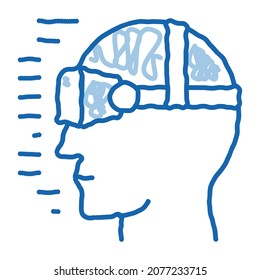 Virtual Artificial Intelligence sketch icon vector. Hand drawn blue doodle line art isolated symbol illustration