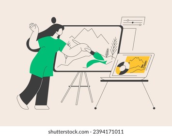 Virtual arts and crafts online lessons abstract concept vector illustration. DIY items maker, improve skills in quarantine, online tutorials, free classes, educational platform abstract metaphor.