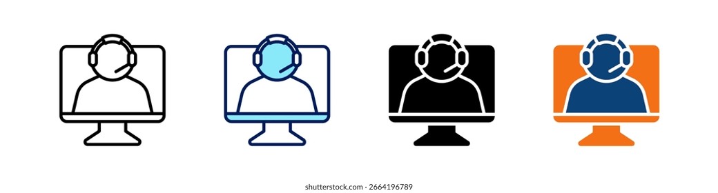 Virtuelle Unterstützung mit nur einem Symbol Multi Styles Vektor-Set