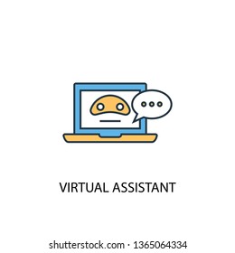 virtual Assistant concept 2 colored line icon. Simple yellow and blue element illustration. virtual Assistant concept outline symbol design