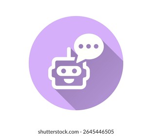 Virtual assistant flat icon. Simple illustration with long shadow for graphic and web design.
