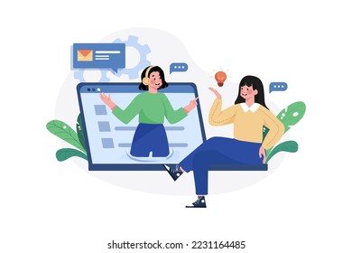 Virtual Assistant flat illustration concept on white background