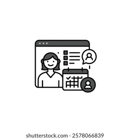 Virtual assistant helping with task management on a white background
