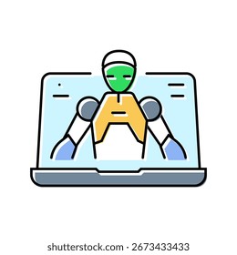 vetor de ícone de cor de trabalho híbrido do assistente virtual. sinal de trabalho híbrido do assistente virtual. ilustração de símbolo isolado