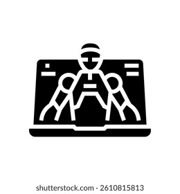 virtual assistant hybrid work glyph icon vector. virtual assistant hybrid work sign. isolated symbol illustration