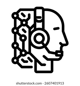 virtual assistant hybrid work line icon vector. virtual assistant hybrid work sign. isolated contour symbol black illustration