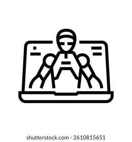 virtual assistant hybrid work line icon vector. virtual assistant hybrid work sign. isolated contour symbol black illustration