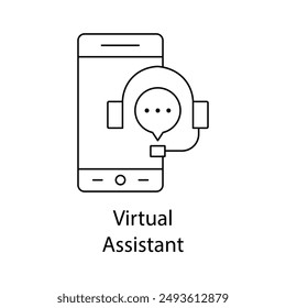 Virtual Assistant Icon - AI Assistant, Digital Helper, Virtual Support with editable stroke.