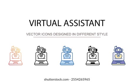 Virtual Assistant icon design with white background stock illustration