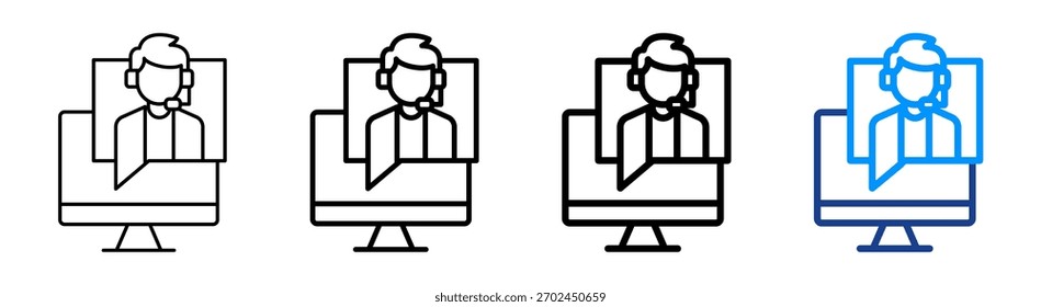 Conjunto de Colección de contorno diferente de icono de asistente virtual