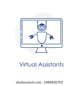 Virtual Assistant Icon with editable stroke.