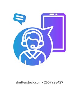 Virtual Assistant Icon Glyph Gradient Vector Illustration