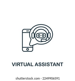 Icono de Asistente virtual. Icono monocromo de administración de tiempo simple para plantillas, diseño web e infografías