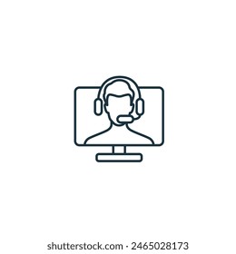 Icono de Asistente virtual. Icono monocromo simple del asistente virtual para Plantillas, Diseño web e infografías