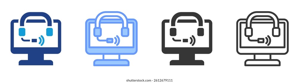 Virtual assistant icon set multiple style collection
