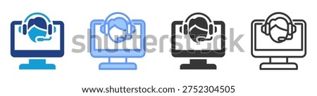Virtual Assistant icon set multiple style collection