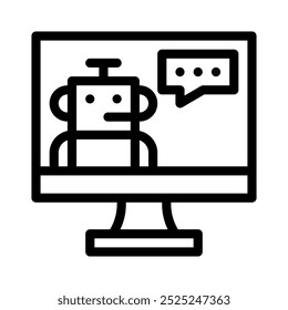 Icono de asistente virtual con contorno de estilo