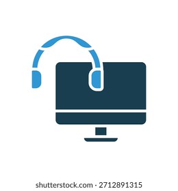 virtual assistant icons outline and Flat Style,transparent background