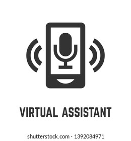 Virtual assistant or intelligent personal assist icon with smartphone and microphone smart online technology symbol.