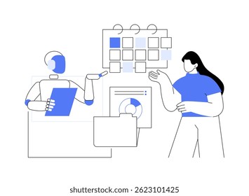 Virtual assistant isolated cartoon vector illustrations. Professional virtual assistant scheduling appointment and managing accounts, self-employed worker, online business vector cartoon.