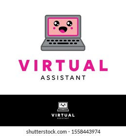 Virtual assistant logo template, cartoon style.