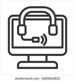 Virtual Assistant Outline Icon Vector Illustration