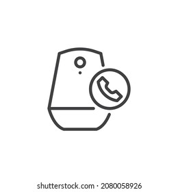 Virtual assistant phone call line icon. linear style sign for mobile concept and web design. Smart speaker system outline vector icon. Symbol, logo illustration. Vector graphics