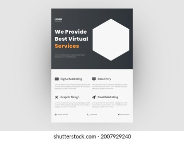 Vorlage für virtuelles Assistant Service Flyer. Design von Werbeplakaten für virtuelle Dienstleister.