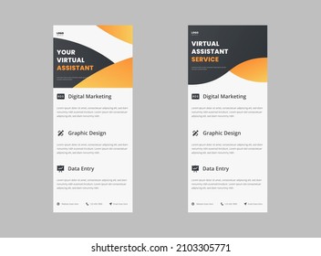 virtual assistant service roll up banner, dl flyer, poster, leaflet template. get a virtual assistant service roll up stand. 