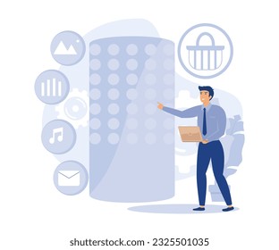  virtual assistant technology, smart speaker apps marketplace, flat vector modern illustration