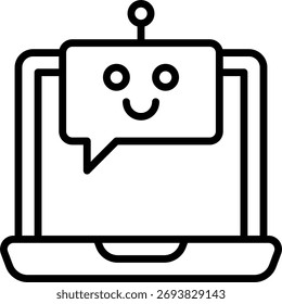 Projeto vetorial assistente virtual, ajuda on-line e conceito de suporte de IA digital, ilustração de comunicação com o cliente. Ícone de Contorno