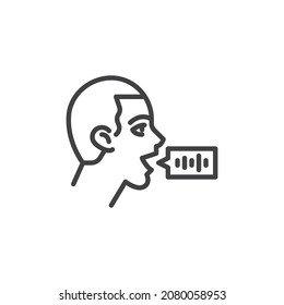 Icono de línea de voz de asistente virtual. signo de estilo lineal para concepto móvil y diseño web. Icono de vector de contorno del sistema de reconocimiento de voz. Símbolo, ilustración del logotipo. Gráficos vectoriales