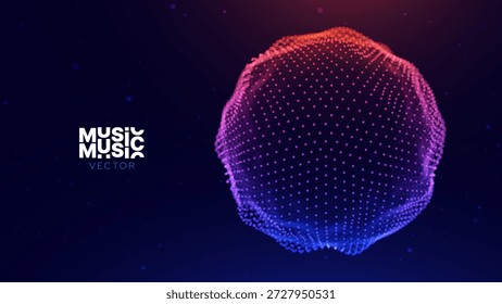 Visualisierung von abstrakten Teilchen mit Virtual Assistant Spracherkennung. Technologischer Hintergrund. KI Künstliche Intelligenz Punkte Sphäre. Vektorgrafik.
