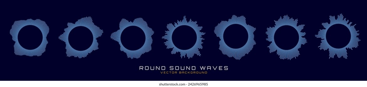 Virtual Assistant Voice Recognition Radial Wave Sound Lines. Circular Sound Equalizer Technology Background. AI Artificial Intelligence Deepfake Voice Generation Icon. Digital Audio Circles. Vector.