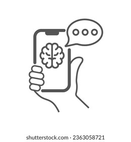 Virtual assistant voice recognition service technology. AI artificial intelligence robot support. Chatbot brain on smartphone system. EPS 10